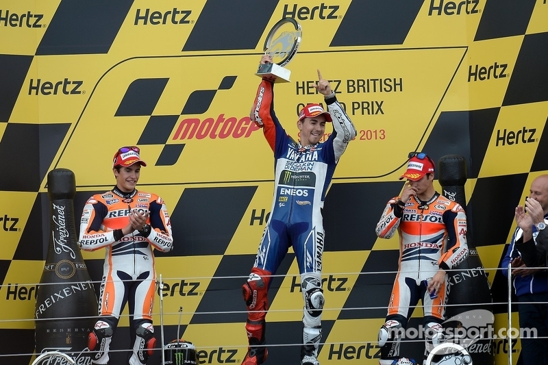 2013: 1. Jorge Lorenzo, 2. Marc Marquez, 3. Dani Pedrosa