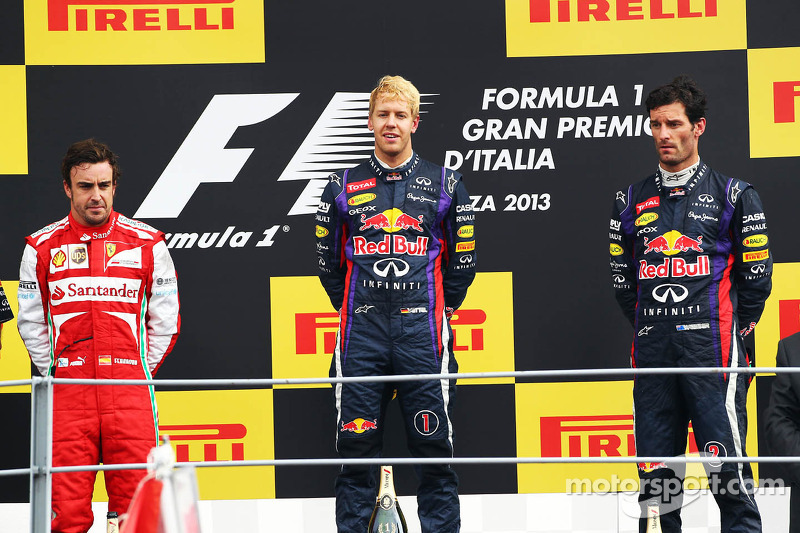 2013. Подіум: 1. Себастьян Феттель, Red Bull - Renault. Фернандо Алонсо, Ferrari. 3. Марк Веббер, Red Bull - Renault