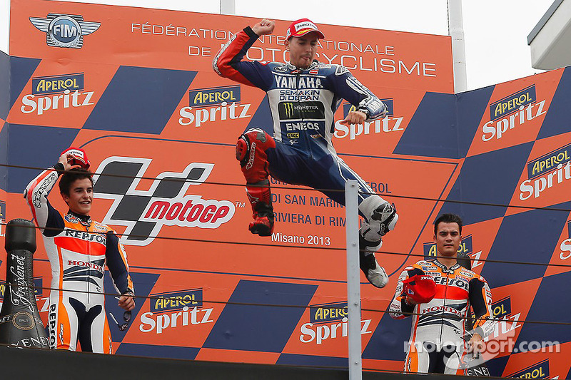 Podio: 1º Jorge Lorenzo, 2º Marc Márquez, 3º Dani Pedrosa
