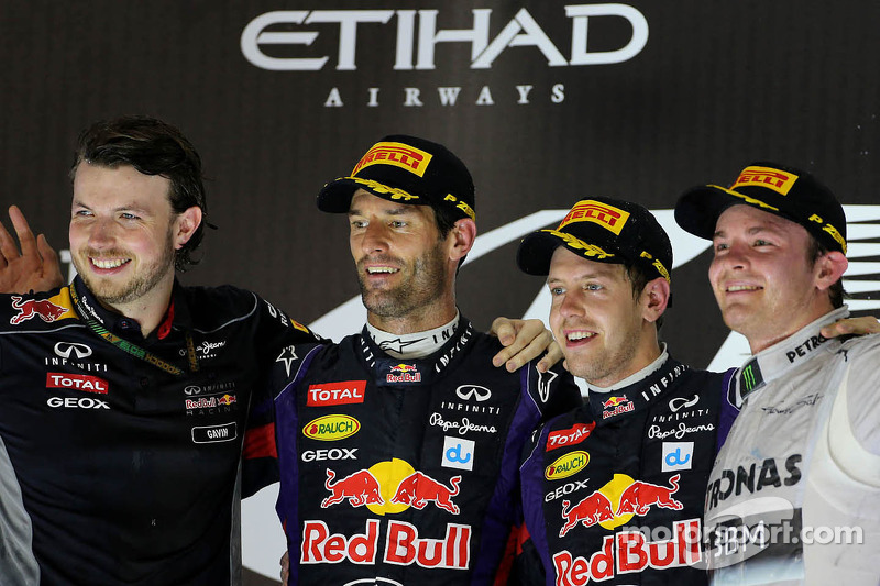 Podium: 1. Sebastian Vettel, 2. Mark Webber, 3. Nico Rosberg