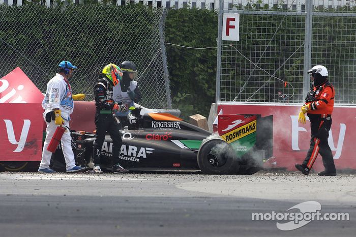 Choque entre Felipe Massa, Williams F1 Team y Sergio Pérez, Sahara Force India