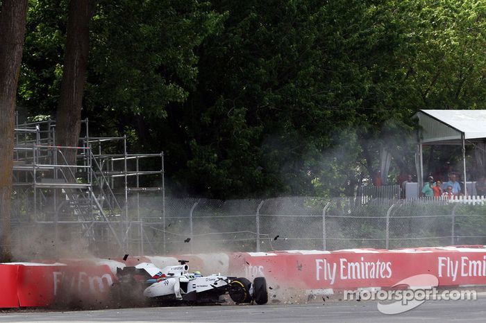 Felipe Massa, FW36 Williams accidentes en la última vuelta de la carrera