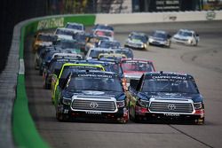 Erik Jones and Darrell Wallace Jr. lead a restart