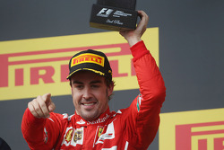 Fernando Alonso, Ferrari celebrates his second position on the podium