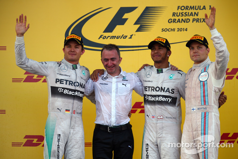 Nico Rosberg, Lewis Hamilton and Valtteri Bottas