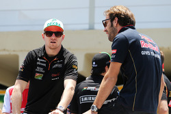 Nico Hulkenberg, Sahara Force India F1 with Jean-Eric Vergne, Scuderia Toro Rosso on the drivers par