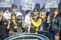 Championship victory lane: NASCAR Camping World Truck Series 2014 champion Matt Crafton celebrates