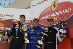 Ferrari Challenge Europe race 1 podium - Trofeo Pirelli AM: winner Tommaso Rocca, second place Ezequiel Perez Companc, third place Alessandro Vezzoni