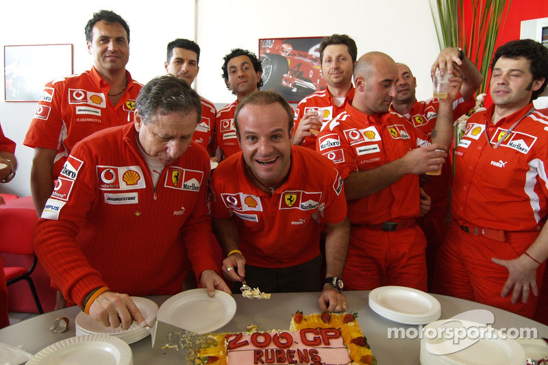 Rubens Barrichello, Ferrari, feiert seinen 200. Grand Prix