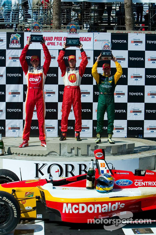 Podium: Sébastien Bourdais avec Justin Wilson et Alex Tagliani