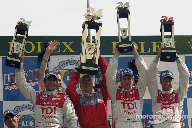 LMP1-Podium: 1. Marco Werner, Frank Biela, Emmanuele Pirro