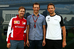 (L to R): Sebastian Vettel, Ferrari with Alexander Wurz, Williams Driver Mentor and Jenson Button, McLaren