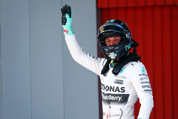 Nico Rosberg, Mercedes AMG F1 fête sa pole position dans le Parc Fermé