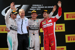 Lewis Hamilton, Mercedes AMG F1 Team avec Nico Rosberg, Mercedes AMG F1 Team et Sebastian Vettel, Scuderia Ferrari