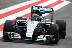 Nico Rosberg, Mercedes AMG F1 W06 avec des capteurs d'acquisition de données