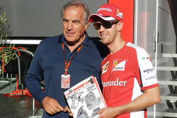 Giorgio Piola, Motorsport.com technische analist Formule 1, met Sebastian Vettel, Ferrari