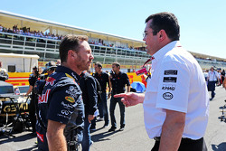Christian Horner, de Red Bull Racing, director del equipo Eric Boullier con, director de McLaren Rac