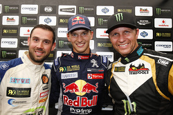 Podium: Race winner Timmy Hansen, Team Peugeot-Hansen, second place, second place Petter Solberg, SDRX CitroÎn DS3 RX and third place Jean-Baptiste Dubourg