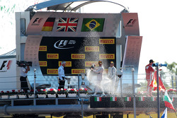 Race winner Lewis Hamilton, Mercedes AMG F1 celebrates on the podium