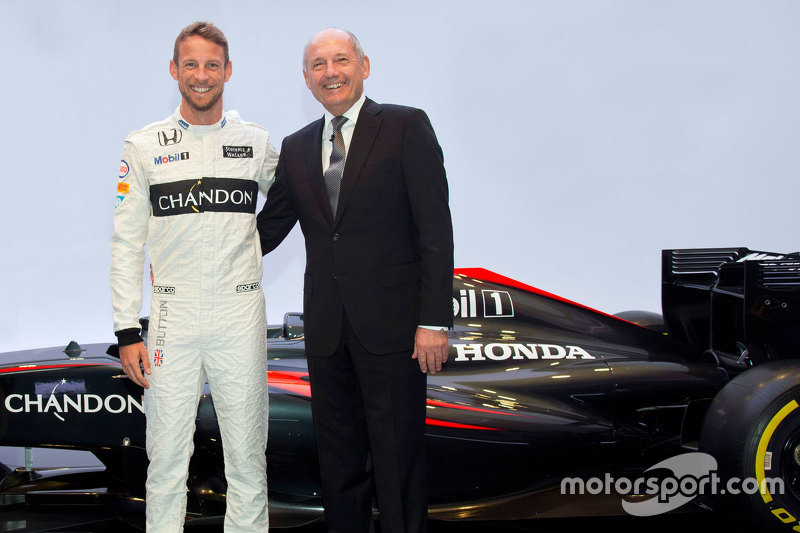 Jenson Button, McLaren et Ron Dennis, Président Exécutif de McLaren