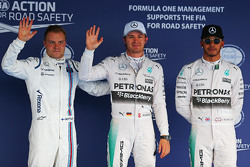 Квалификация: Валттери Боттас, Williams, третий, Нико Росберг, Mercedes, победитель и Льюис Хэмилтон