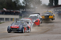 Timmy Hansen, Team Peugeot Hansen and Toomas Heikkinen, Marklund Motorsport Volkswagen Polo