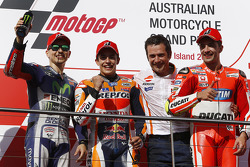 Podium: race winner Marc Marquez, Repsol Honda Team, second place Jorge Lorenzo, Yamaha Factory Racing, third place Andrea Iannone, Ducati Team