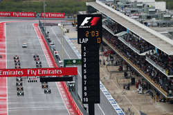 Nico Rosberg, Mercedes AMG F1 W06 leads team mate Lewis Hamilton, Mercedes AMG F1 W06 at the start of the race