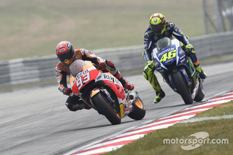 Marc Marquez, Repsol Honda Team and Valentino Rossi, Yamaha Factory Racing