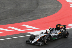 Sergio Perez, Sahara Force India F1 VJM08 aan de finish