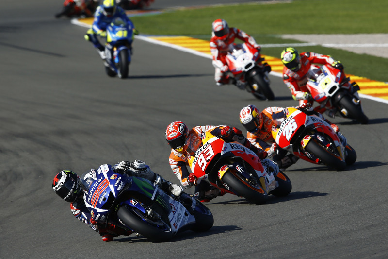 Jorge Lorenzo, Yamaha Factory Racing, und Marc Marquez and Dani Pedrosa, Repsol Honda Team