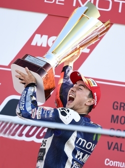 Podium : le vainqueur de la course et Champion du Monde MotoGP 2015 Jorge Lorenzo, Yamaha Factory Racing