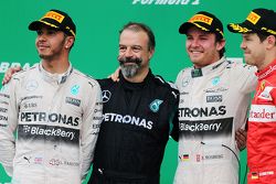 Podium: race winner Nico Rosberg, Mercedes AMG F1 W06, with second place Lewis Hamilton, Mercedes AMG F1 W06 and third place Sebastian Vettel, Ferrari