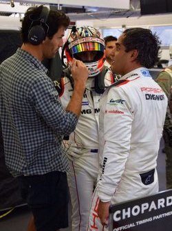 Juan Pablo Montoya junto a Mark Webber y Mitch Evans.
