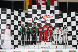 Podium: winners #11 Kessel Racing Ferrari 458 Italia: Davide Rigon, Andrea Piccini, Michael Broniszewski, second place #2 Black Falcon Mercedes SLS AMG: Yelmer Buurman, Hubert Haupt, Abdulaziz Al Faisal, third place #44 Oman Racing Aston Martin Vantage: Jonny Adam, Darren Turner, Ahmad Al Harthy