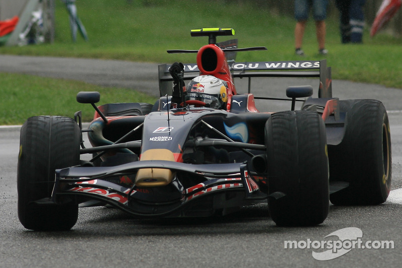 Race winner Sebastian Vettel celebrates