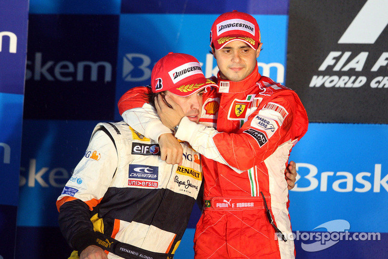 Podium: race winner Felipe Massa, second place Fernando Alonso