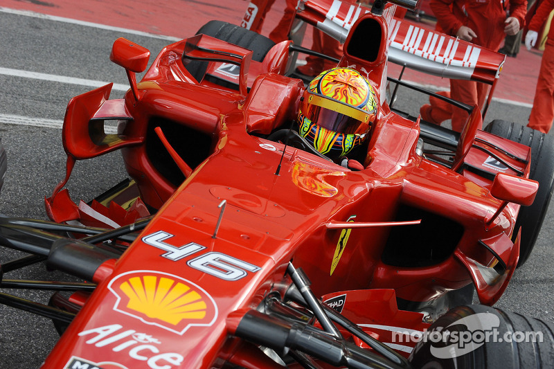 Valentino Rossi in the Ferrari F2008