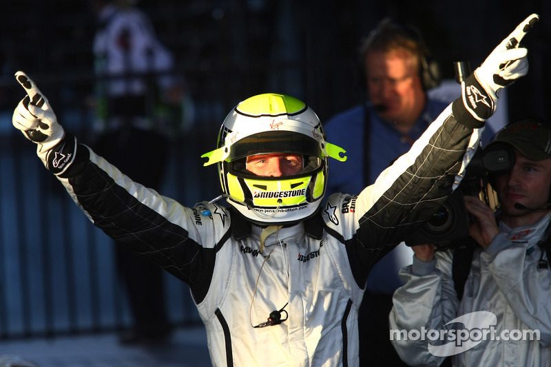 Jenson Button, Brawn GP, celebrates