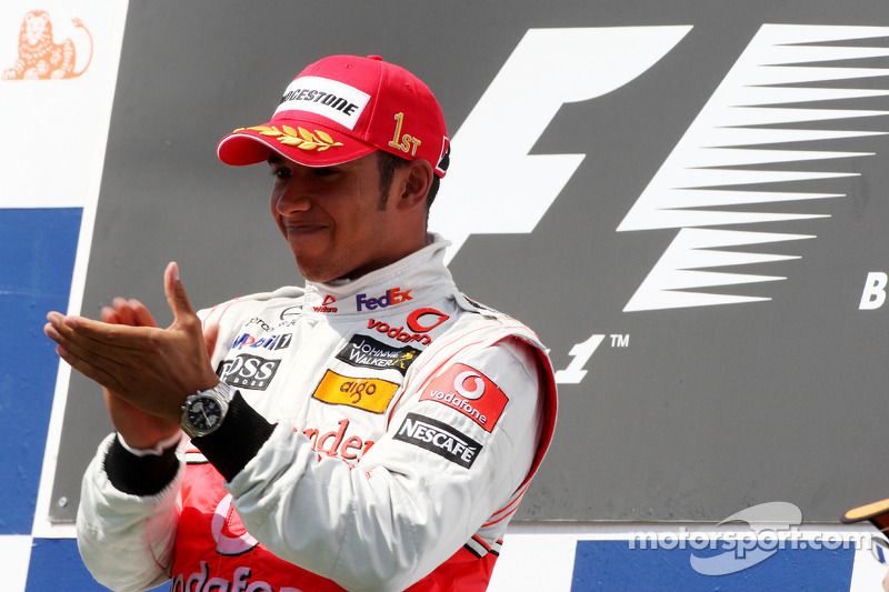 Podium: race winner Lewis Hamilton, McLaren Mercedes