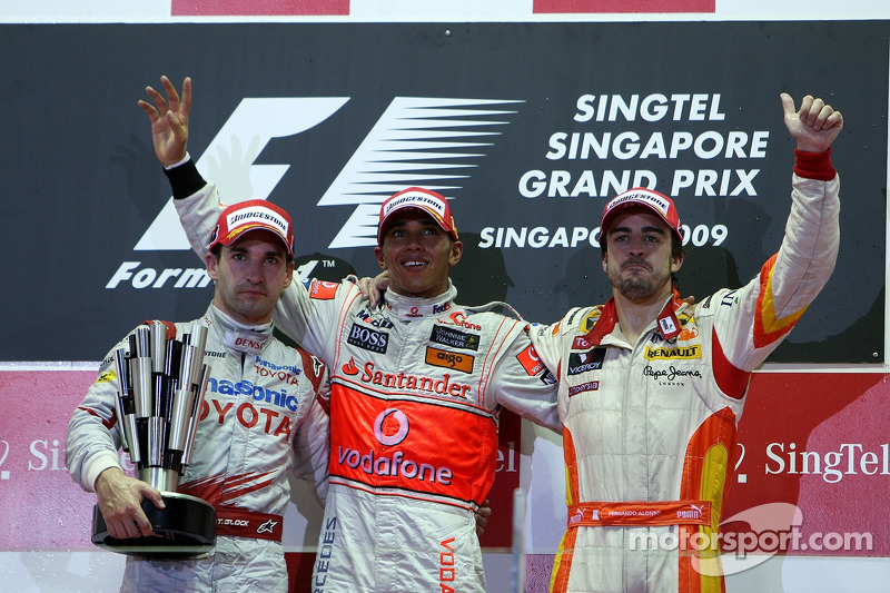 2009: 1. Lewis Hamilton, 2. Timo Glock, 3. Fernando Alonso