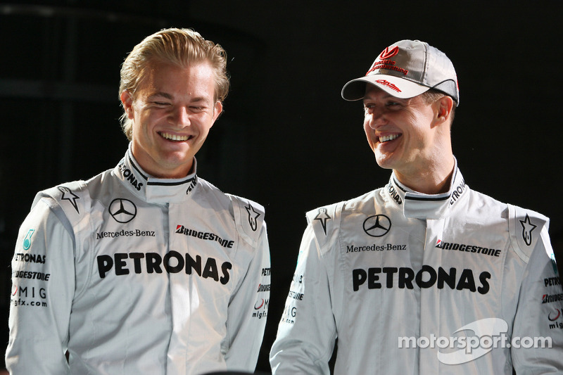 Nico Rosberg and Michael Schumacher