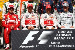 Fernando Alonso, Scuderia Ferrari with Jenson Button, McLaren Mercedes Lewis Hamilton, McLaren Mercedes and Michael Schumacher, Mercedes GP