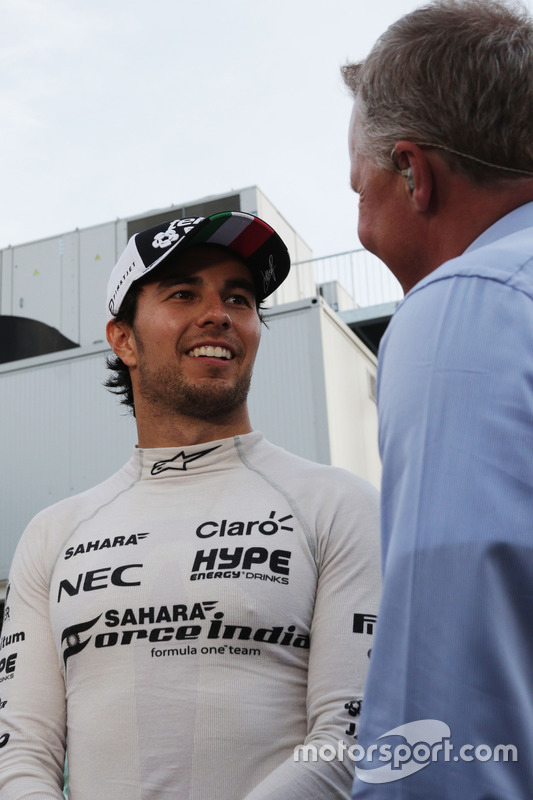 Sergio Pérez, Sahara Force India F1 con Johnny Herbert, Sky Sports F1 Presentador